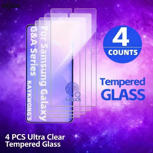 4Pack HD Black Edge Tempered Glass Screen Protector for Samsung Galaxy S25 S24 plus S25 S24 Ultra FE S23 S22 S21 plus Glass