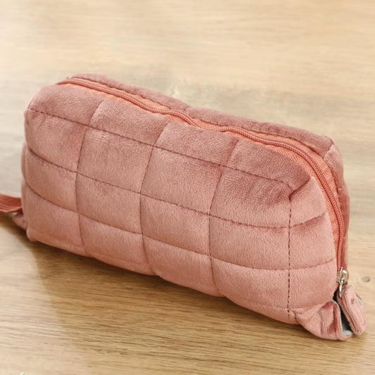 Pillow Shape Simple Pen Pouch Large Capacity Quilted Creative Pencil Box Cotton Travel Toiletry Bag Makeup Storage Bag