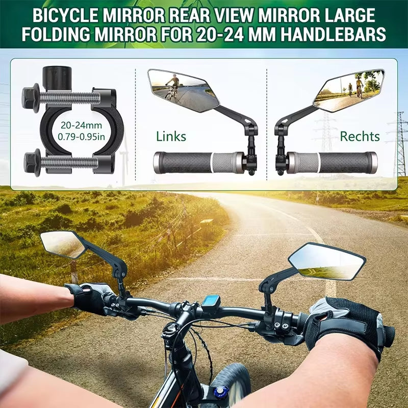 Bike Rearview Mirror Reflector Adjustable Rotatable Handlebar Mirror Clear Rearview Electric Scooter Cycling Bicycle Accessories